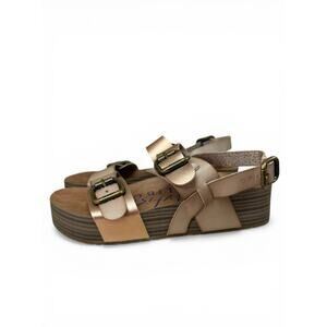 Size 7.5- Blowfish Malibu Munich Sandals Rose Gold Platform Buckle Strappy Women